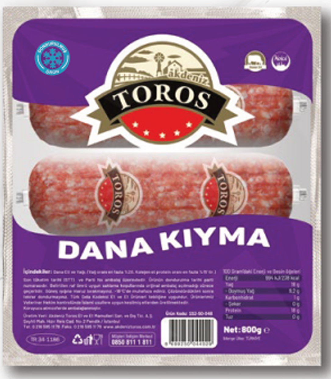 K15250048 Akdeniz Toros Dana Kıyma 800 Gr (Dondurulmuş) - Görsel 1
