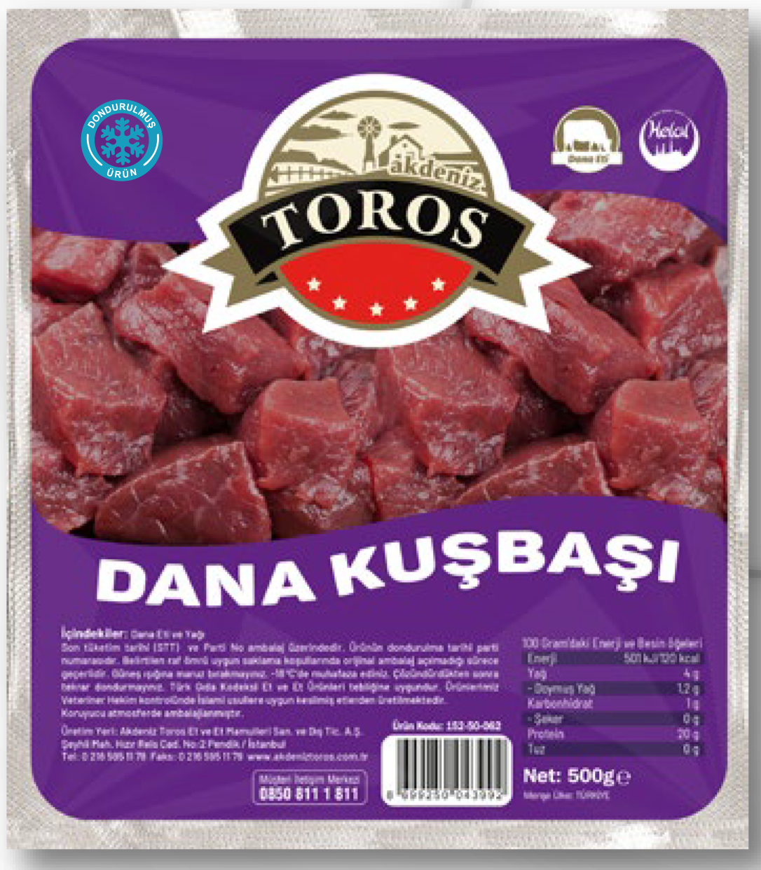 K15250062 Akdeniz Toros Dana Kuşbaşı 500 Gr (Dondurulmuş) - Görsel 1